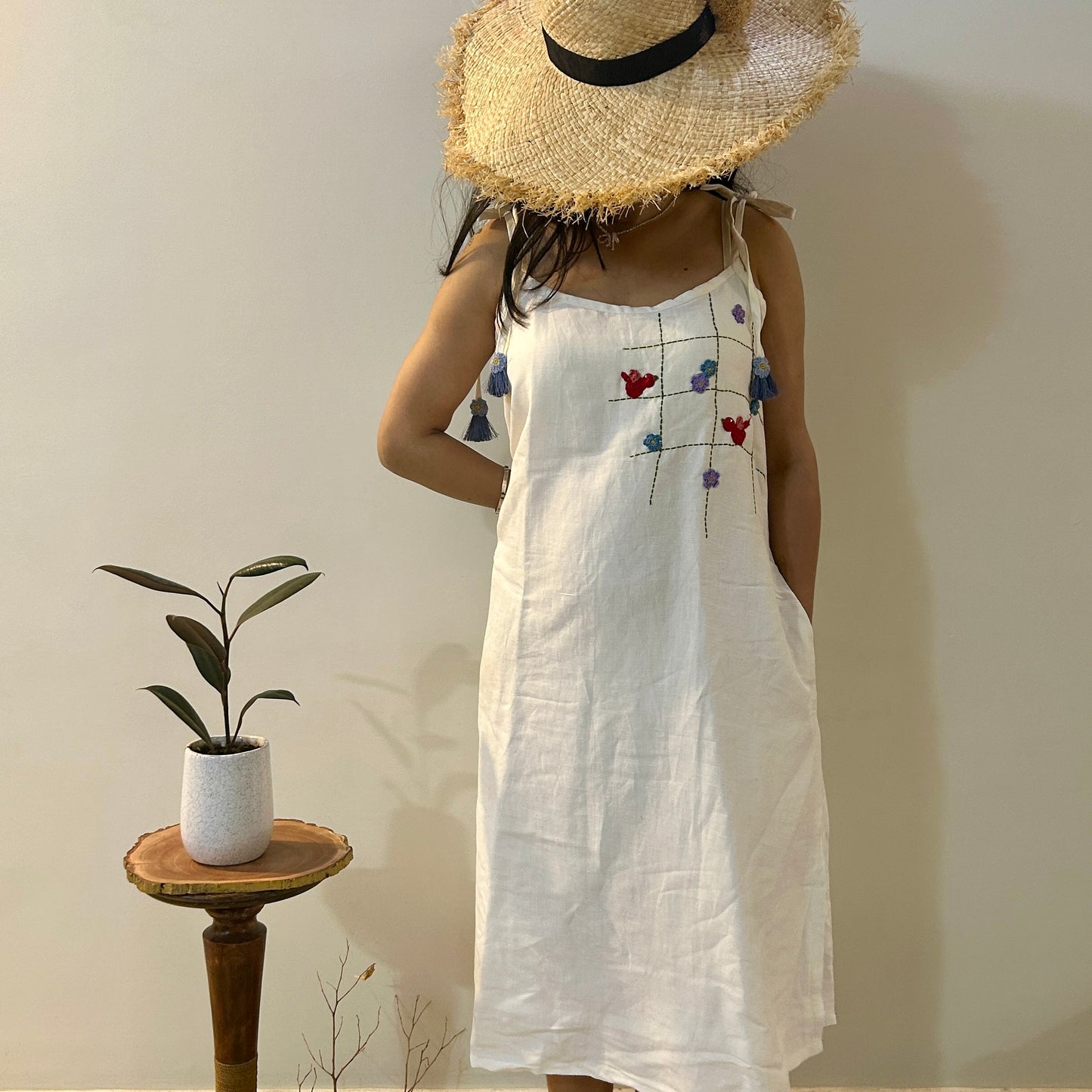 White Flora Linen Dress