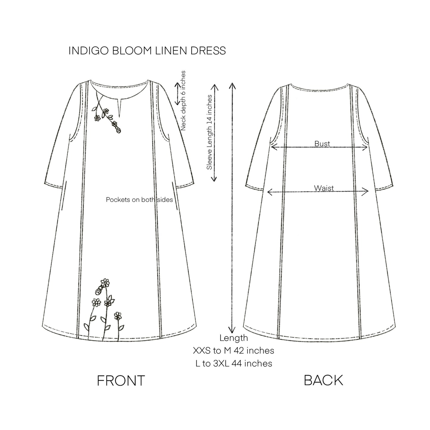 Indigo Bloom Linen Dress