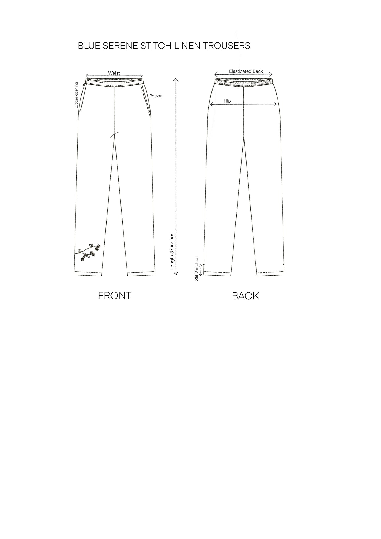 Indigo Bloom Linen Set of Dress & Trouser