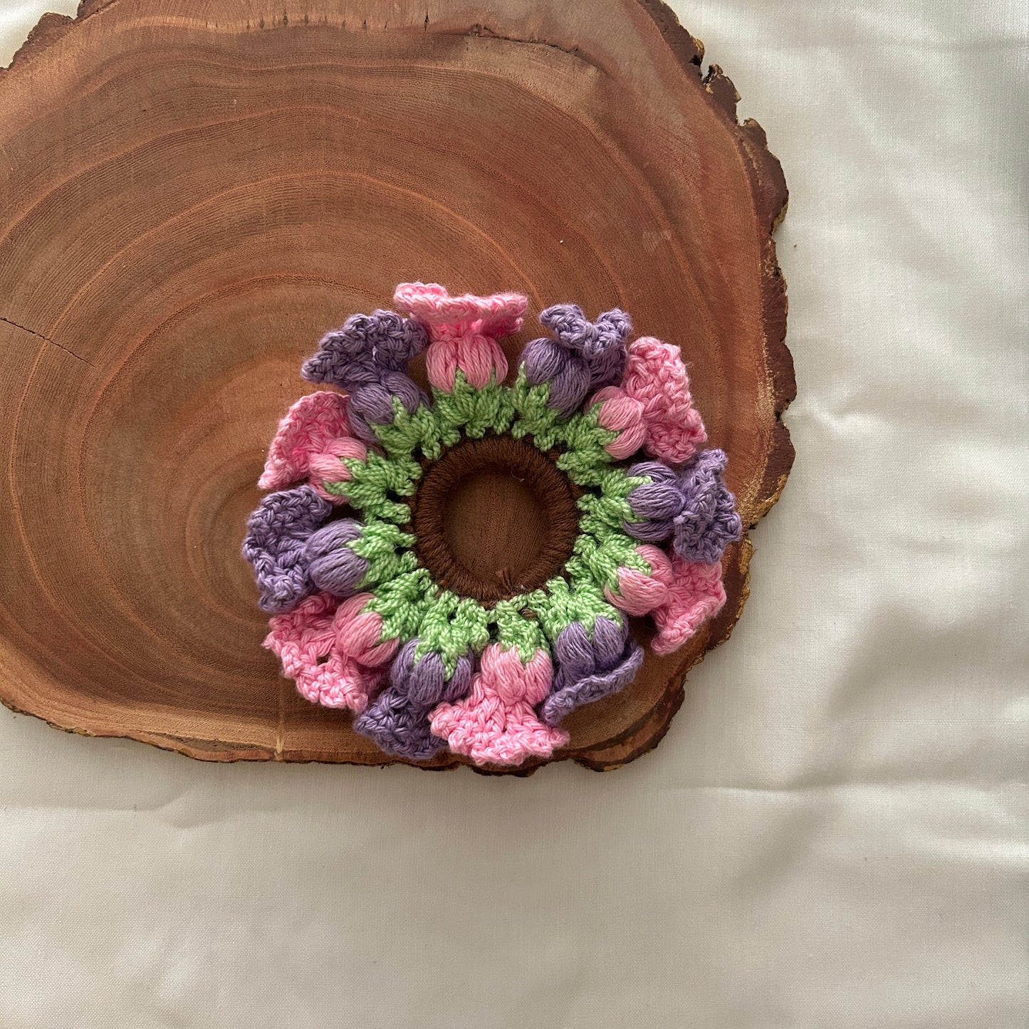 Purple and Pink Tulips Scrunchie