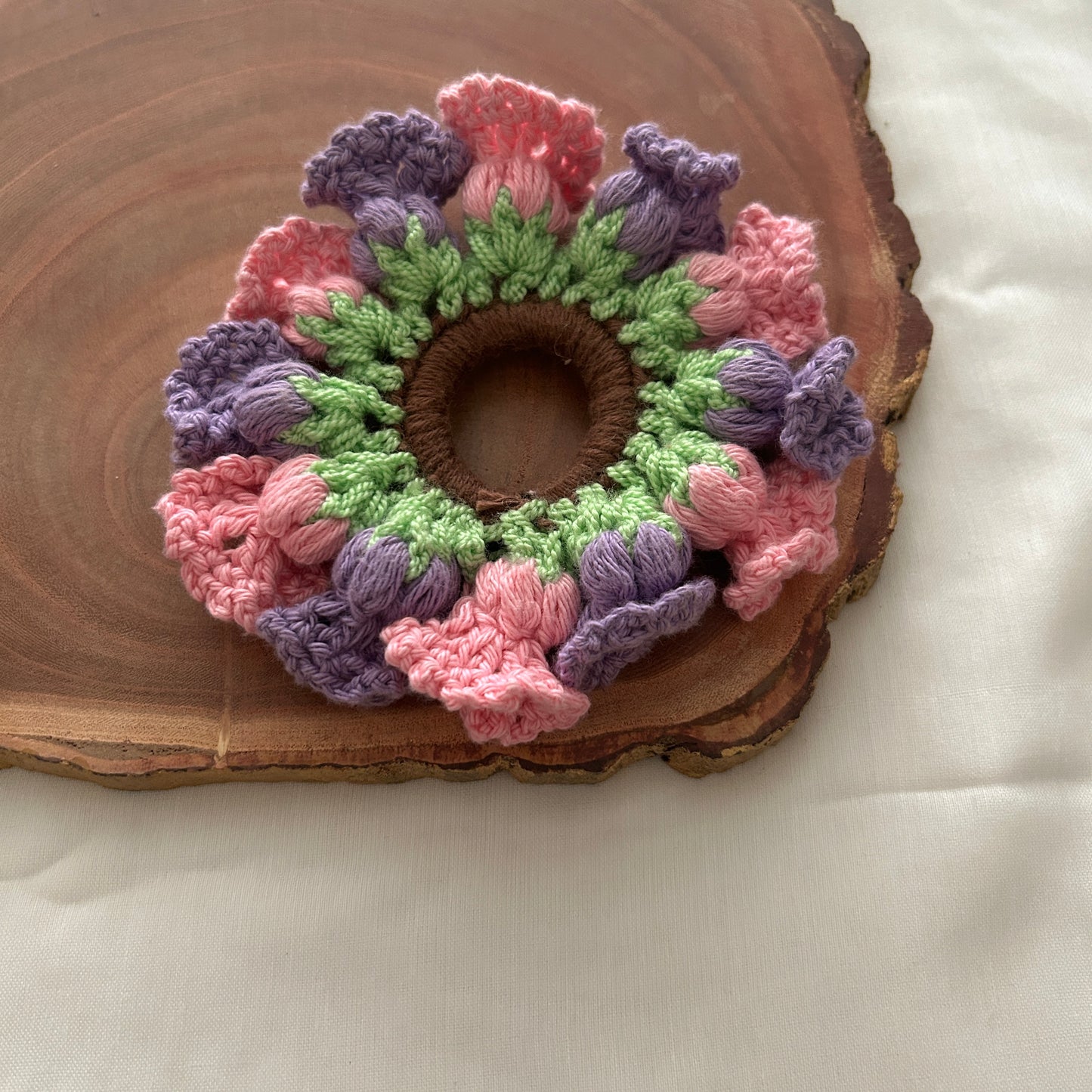 Purple and Pink Tulips Scrunchie