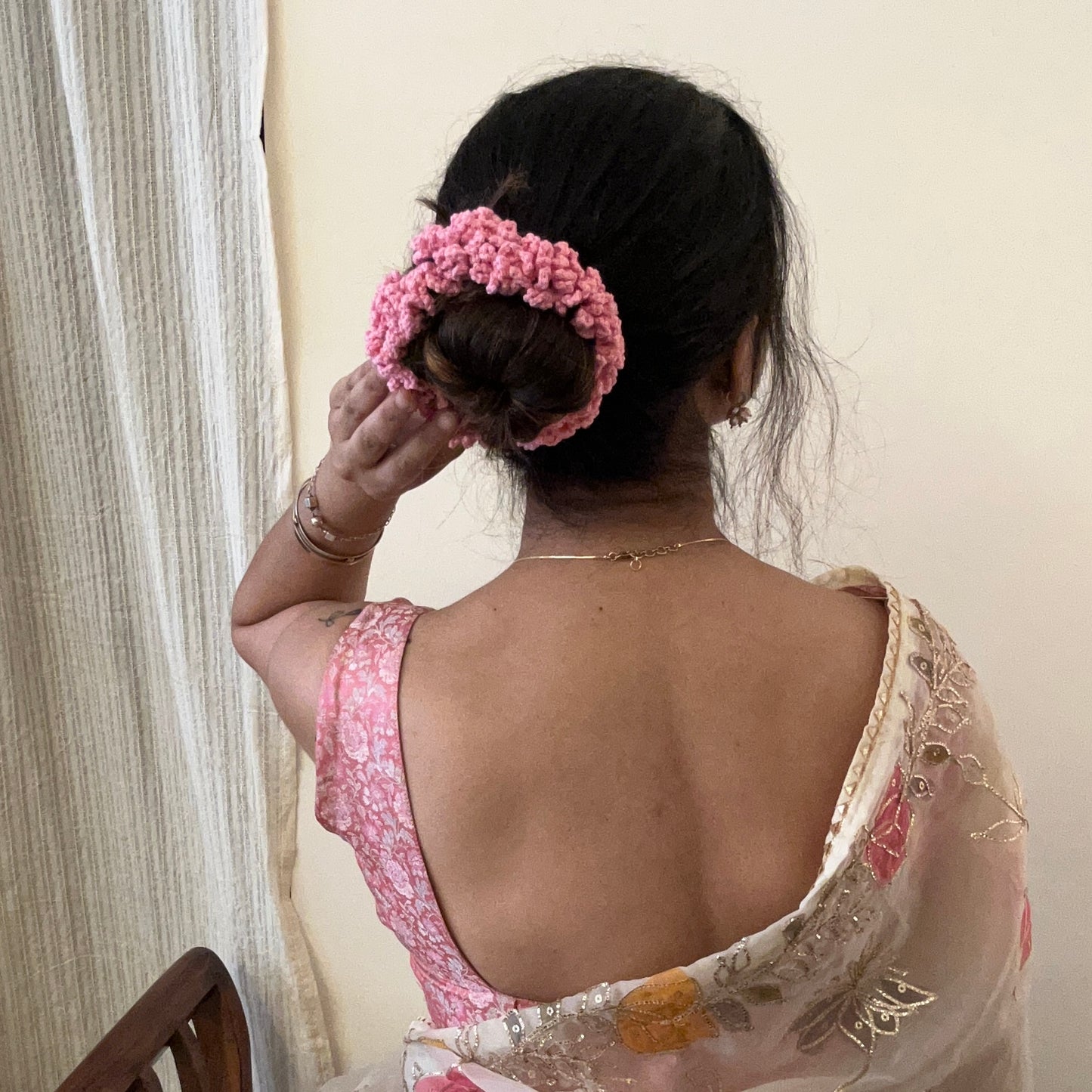 Pink Gajra Scrunchie