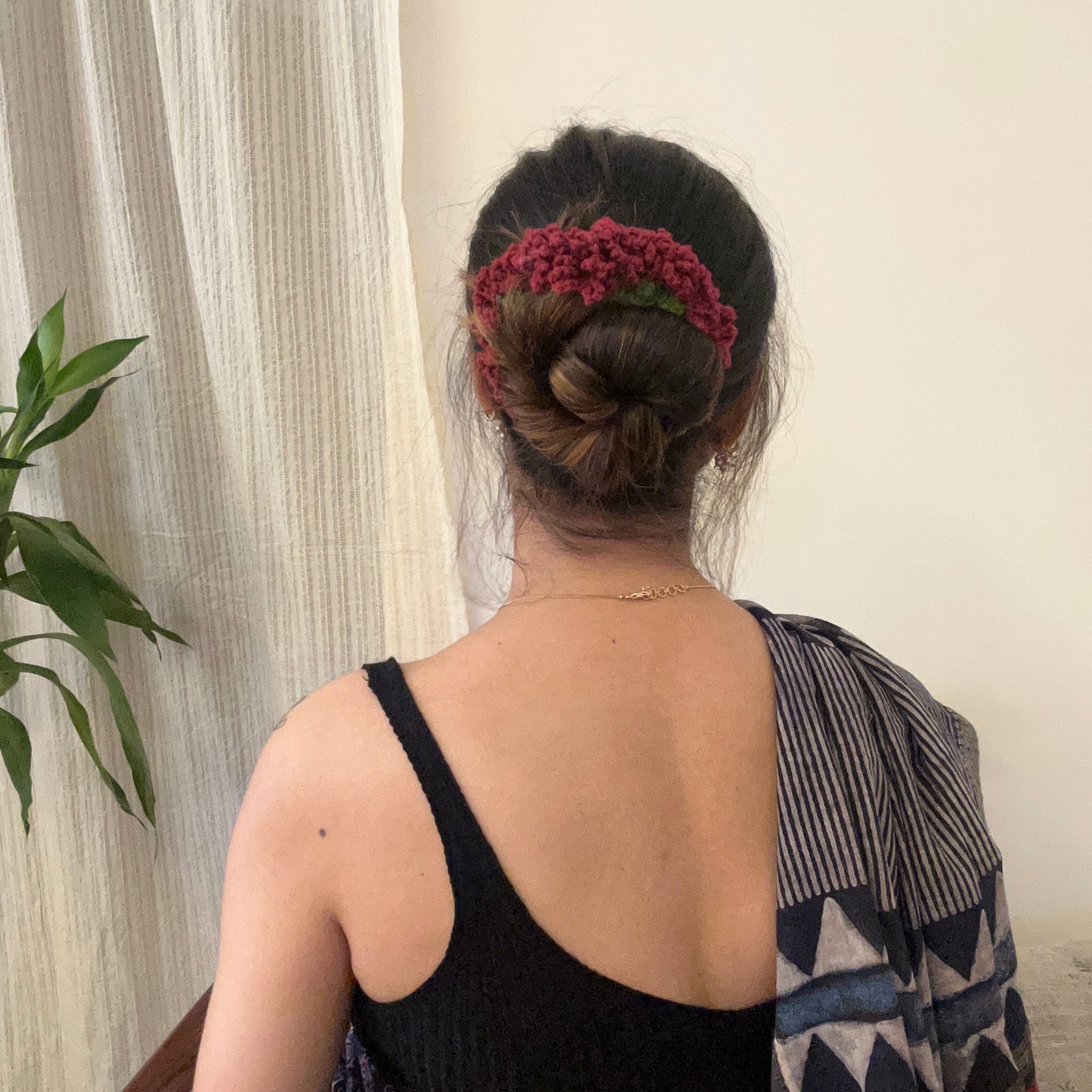 Maroon Gajra Scrunchie