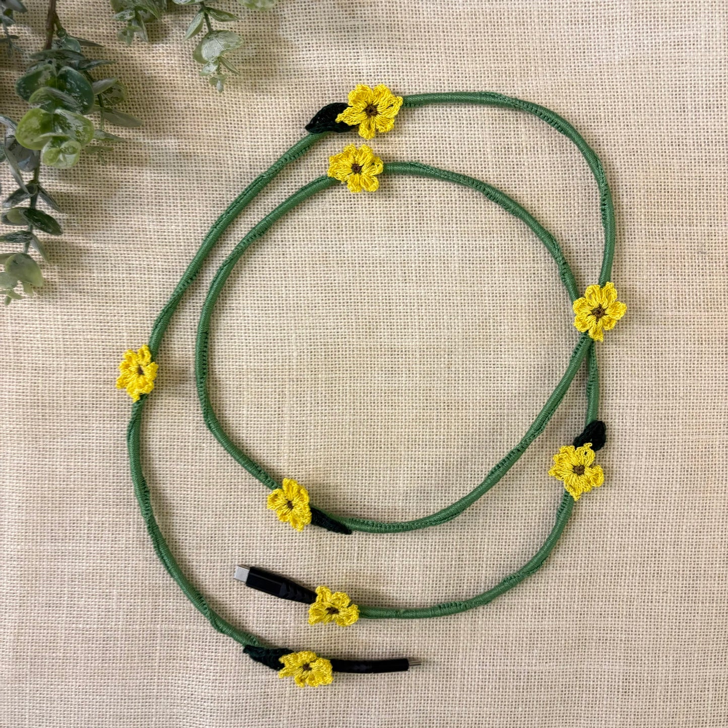 Sunflower Crochet Charging Cord C-C Cable