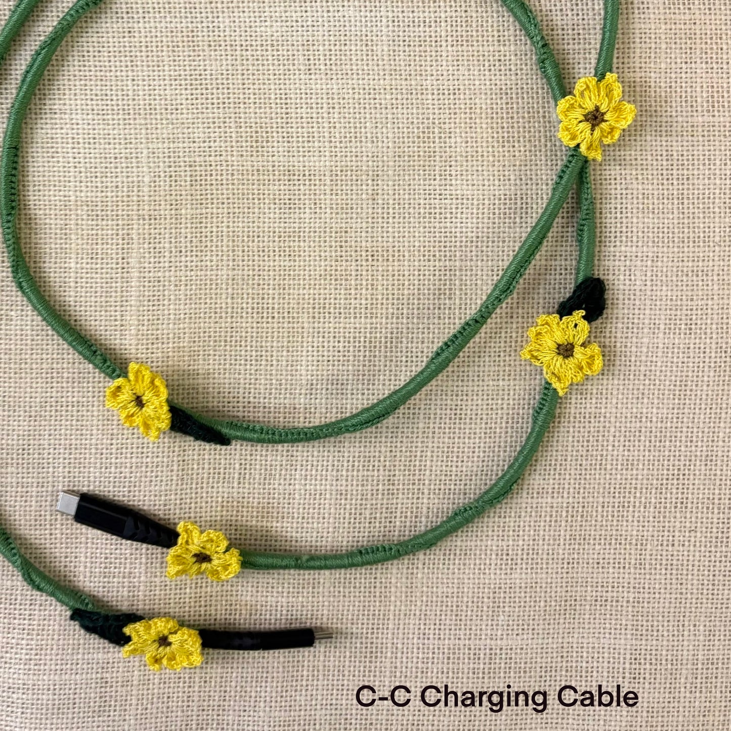 Sunflower Crochet Charging Cord C-C Cable