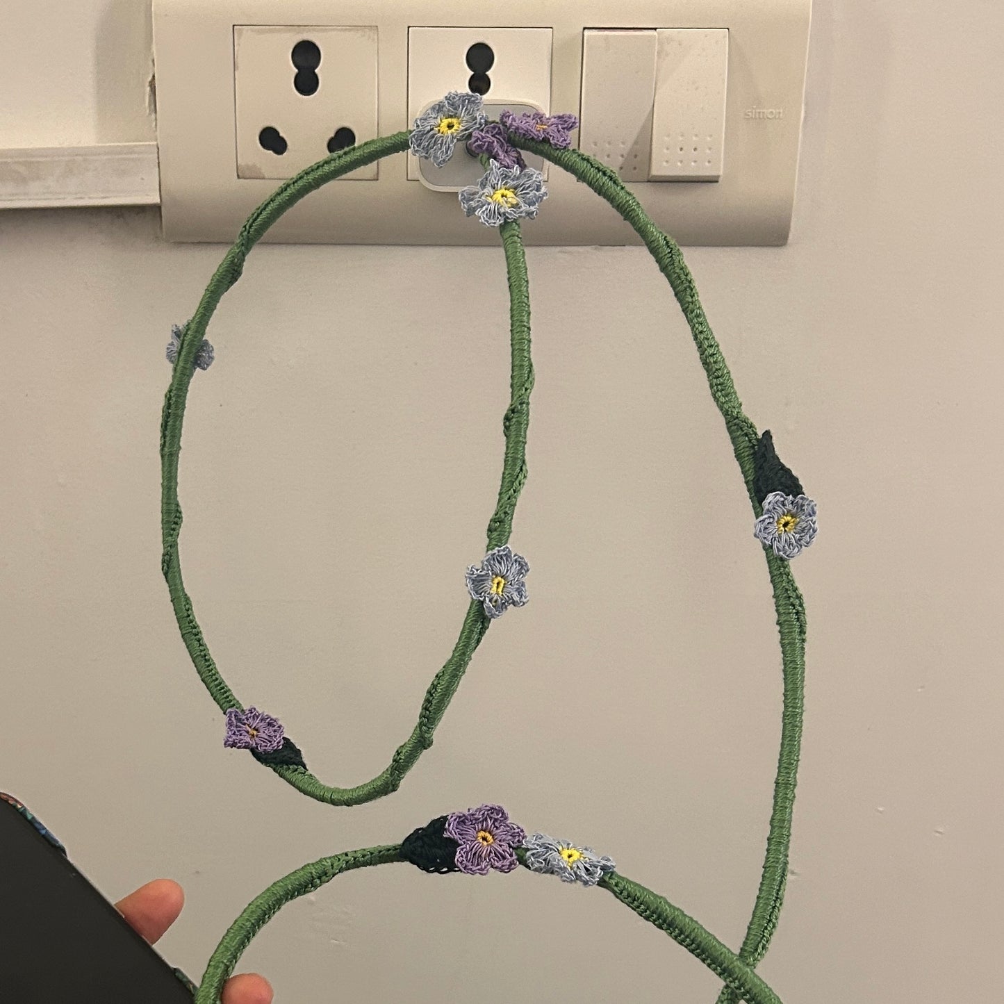 Blue Daisy Crochet Charging Cord C-C Cable