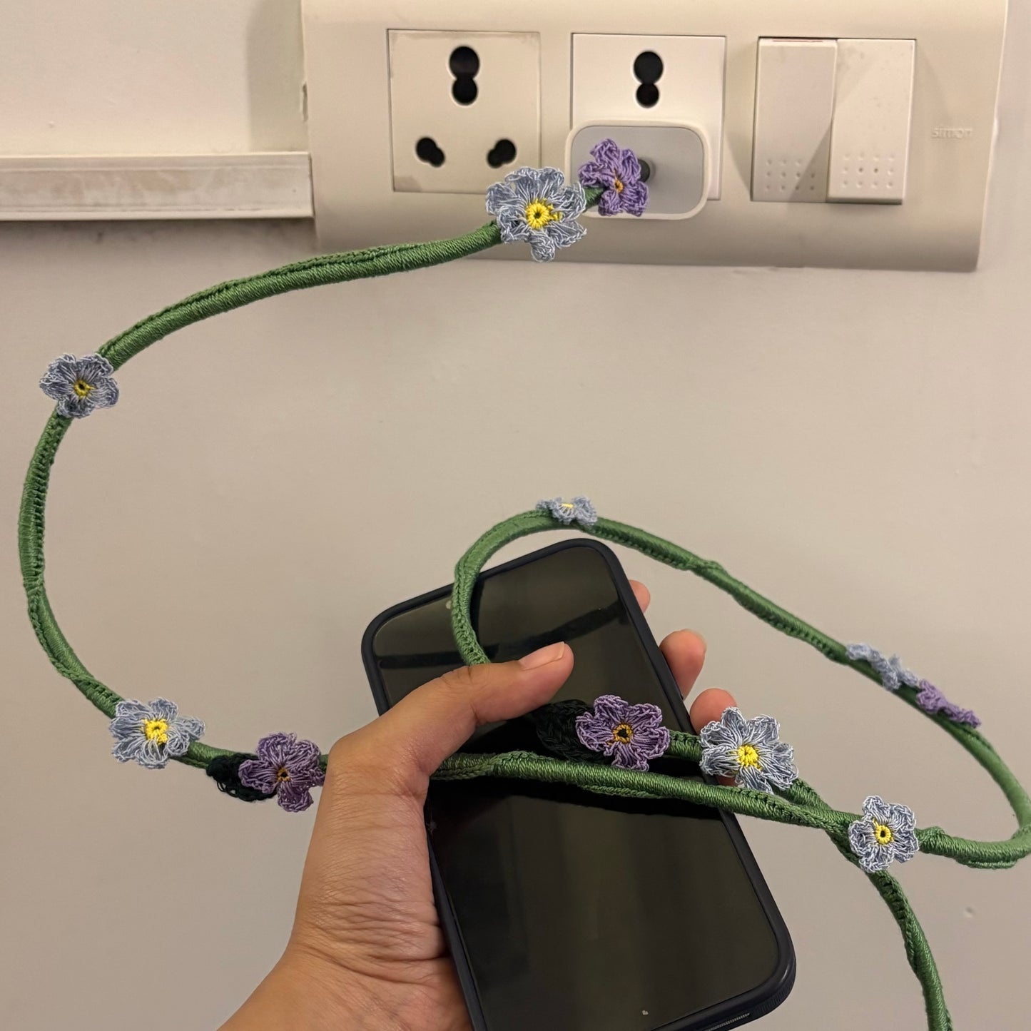 Blue Daisy Crochet Charging Cord C-Lightening Cable