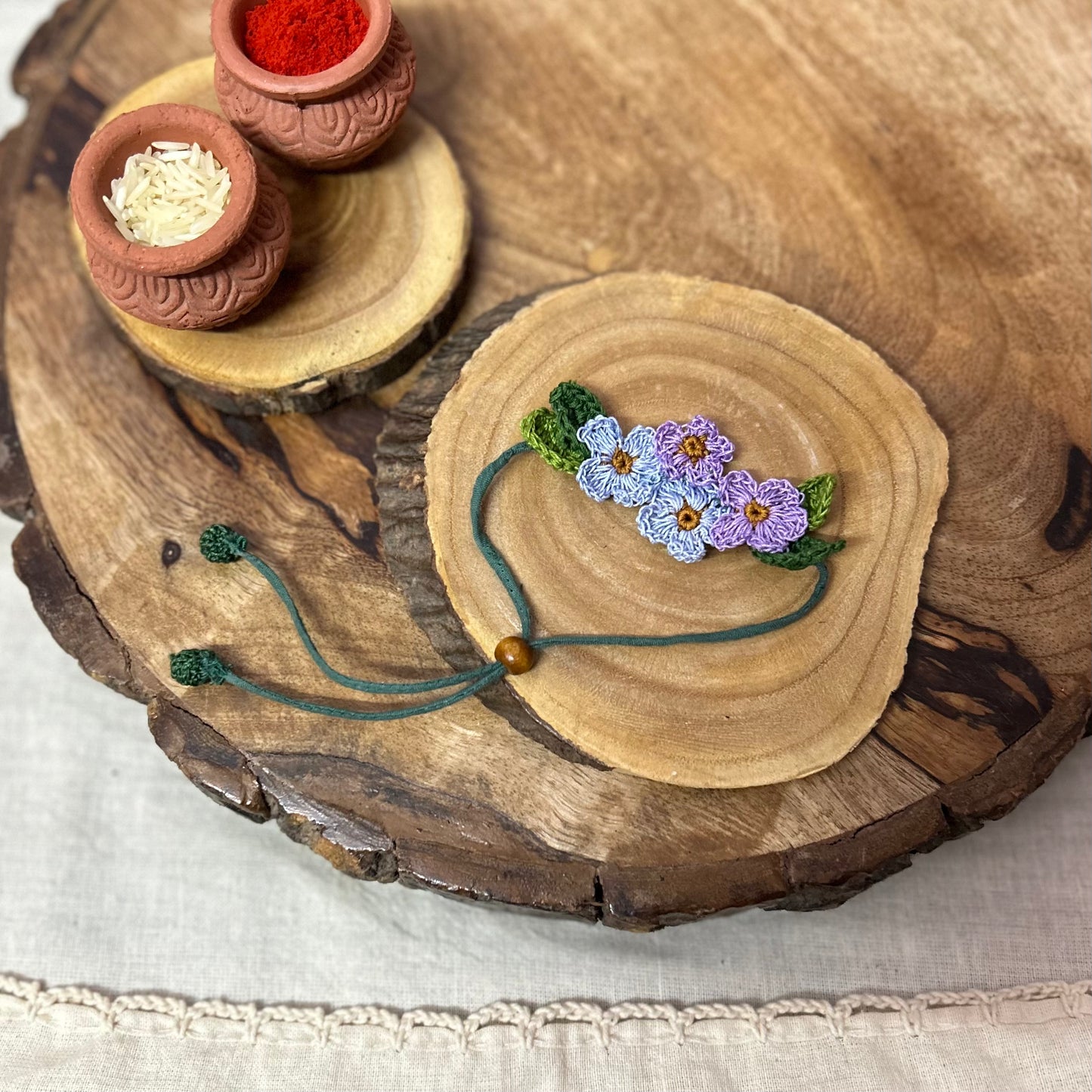 Blue daisy crochet rakhi