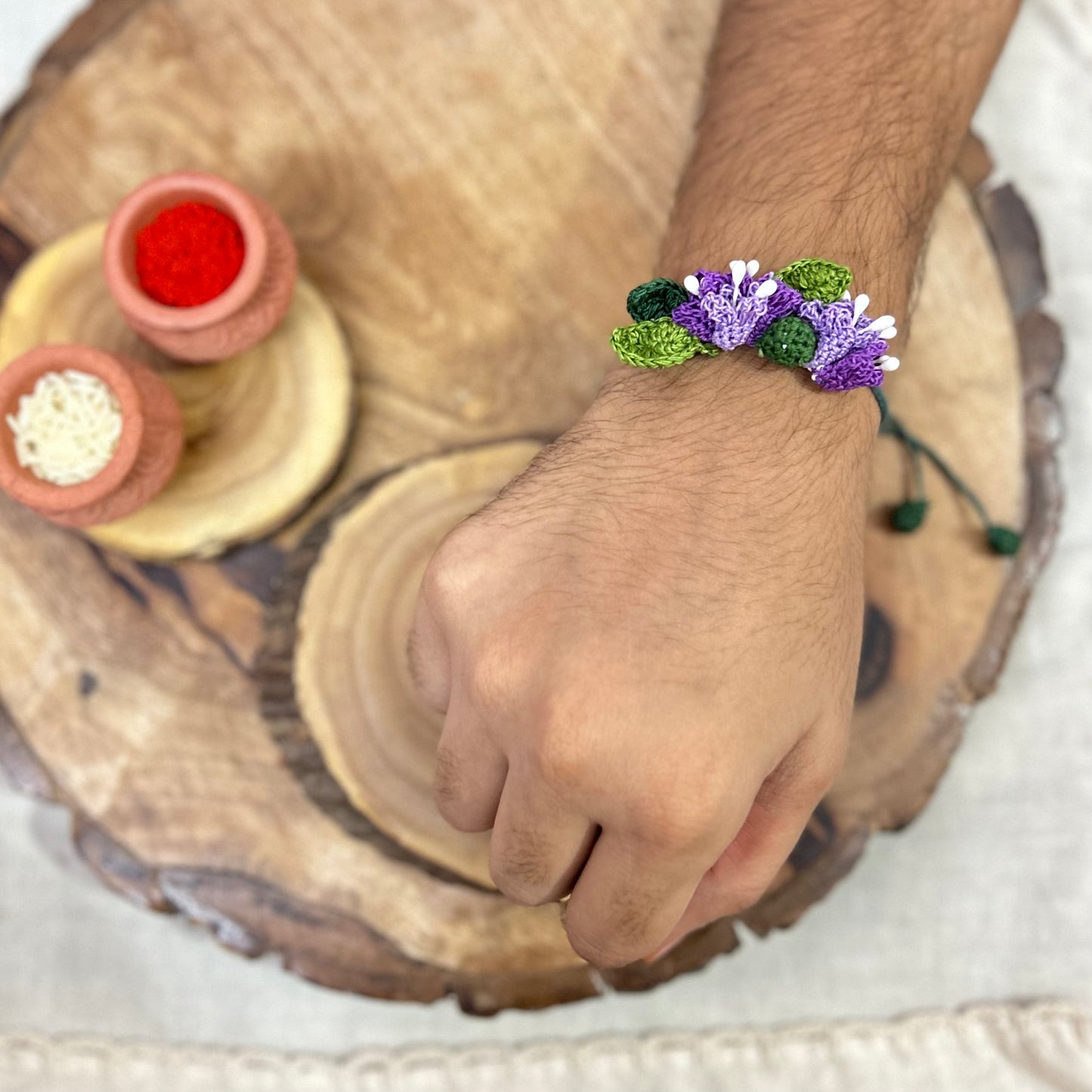 Tulip crochet rakhi