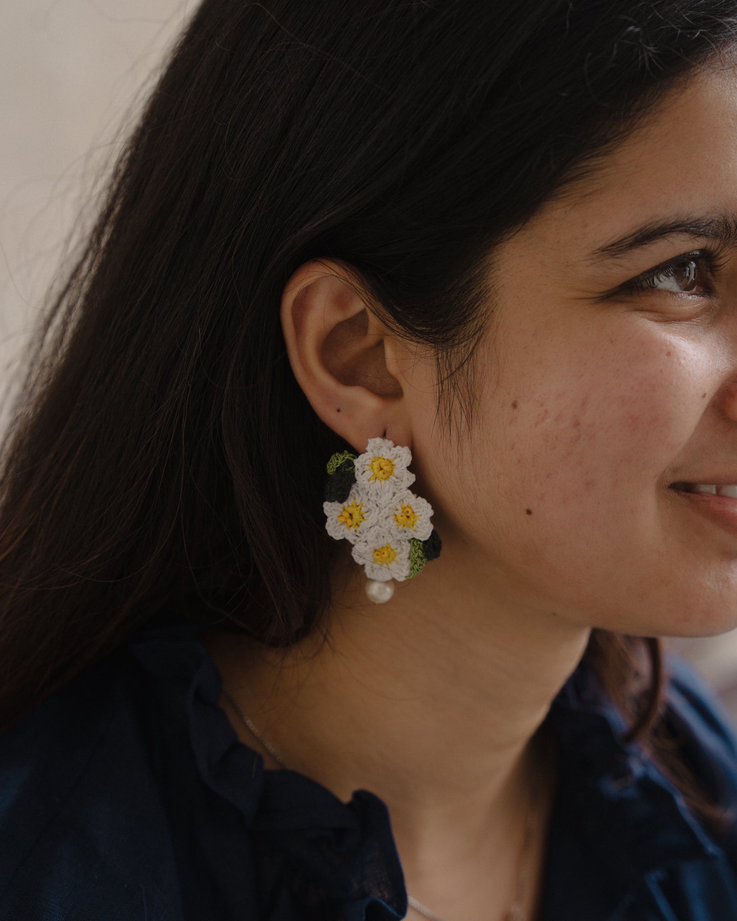 Safed Phool Drop Earrings
