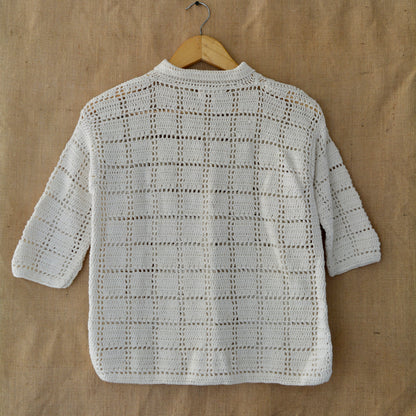 Ivory Grid Crochet Shirt