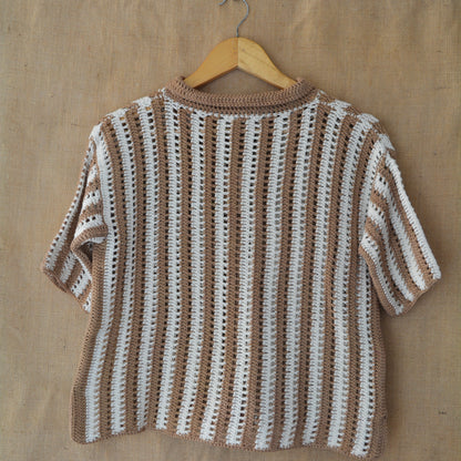 Earth Stripe Crochet Shirt