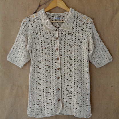 Ecru Loom Lines Crochet Shirt