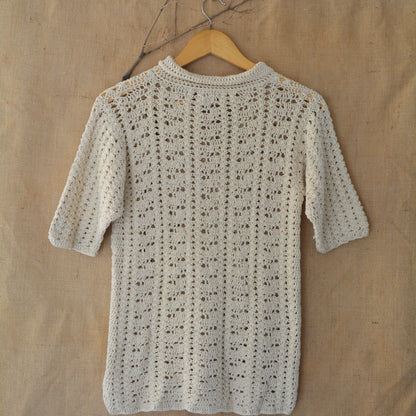 Ecru Loom Lines Crochet Shirt