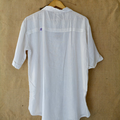 White Serene Stich Linen Shirt