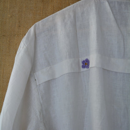 White Serene Stich Linen Shirt