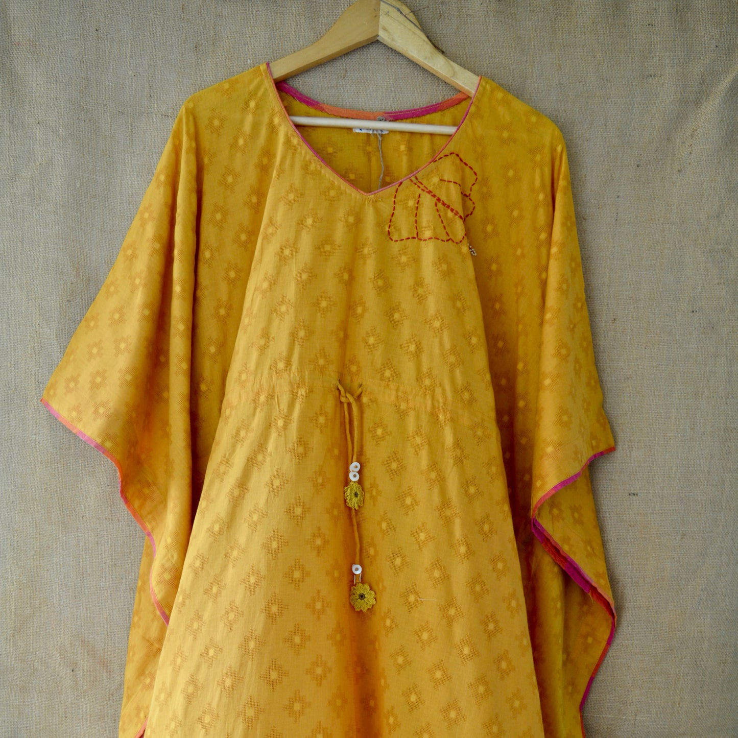 Hibiscus Yellow Cotton Kaftan