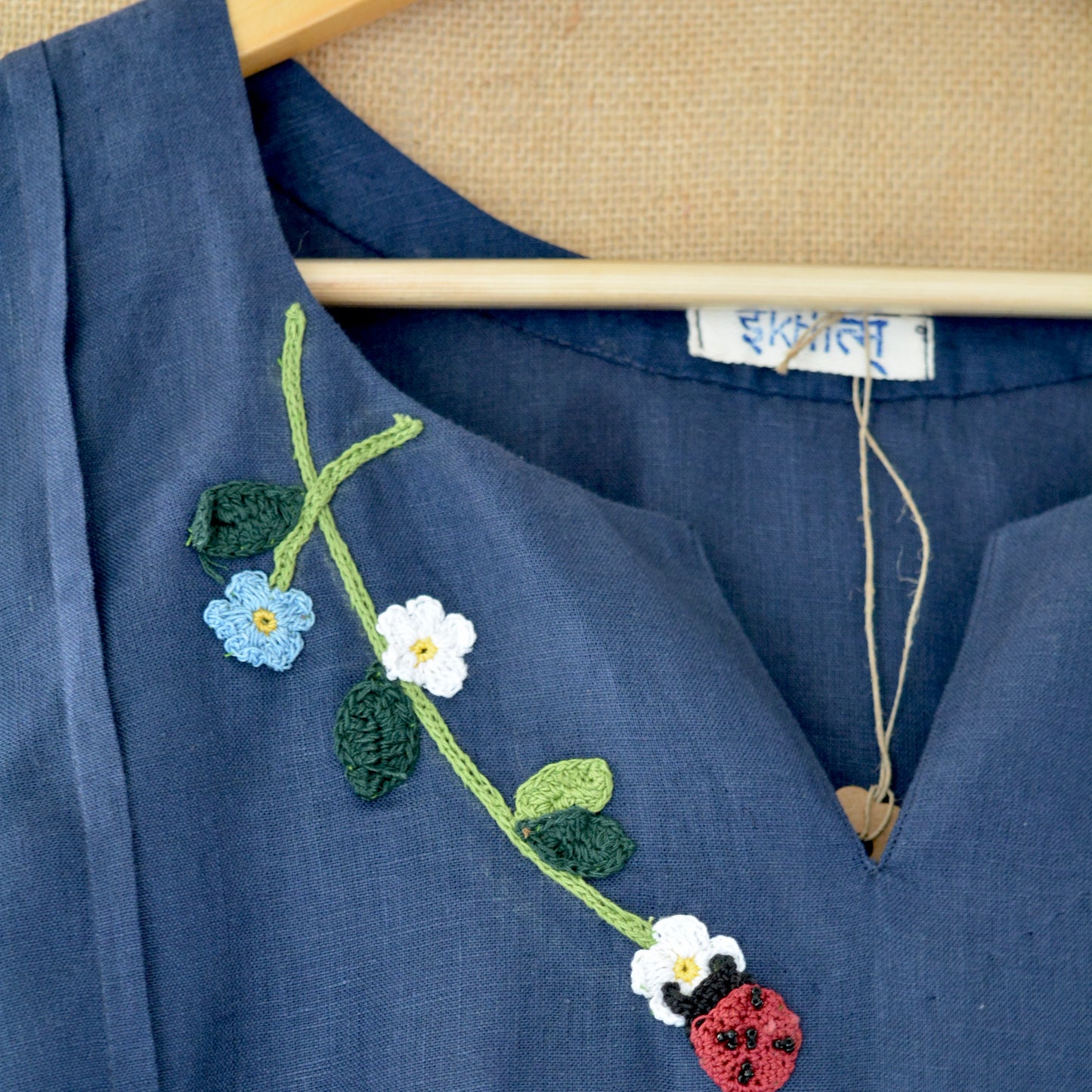 Indigo Bloom Linen Dress