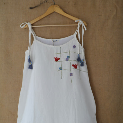 White Flora Linen Dress