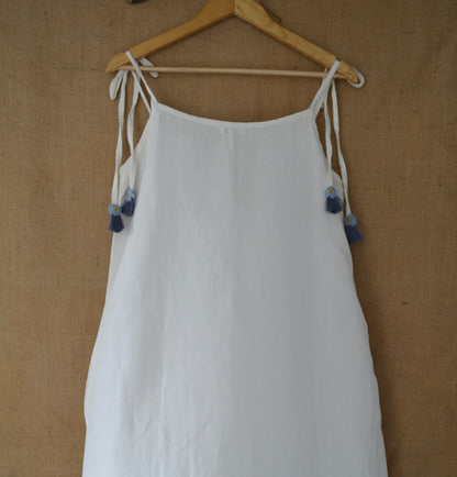 White Flora Linen Dress