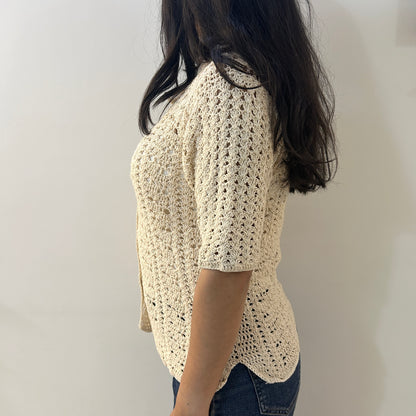 Ecru Loom Lines Crochet Shirt