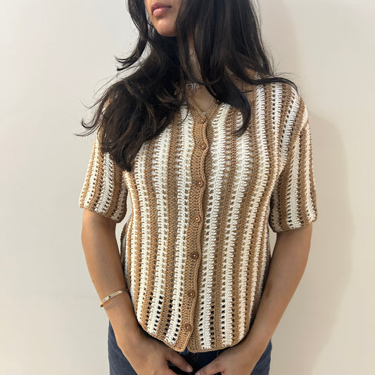 Earth Stripe Crochet Shirt