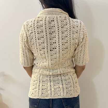 Ecru Loom Lines Crochet Shirt