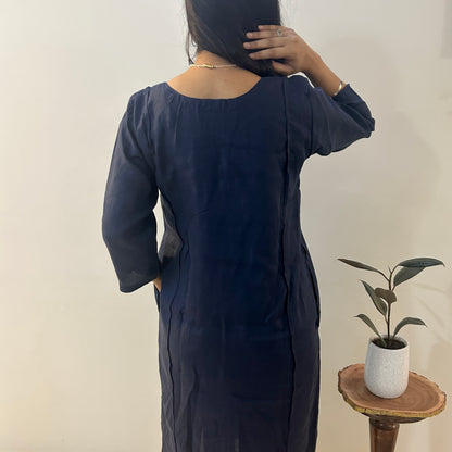 Indigo Bloom Linen Dress