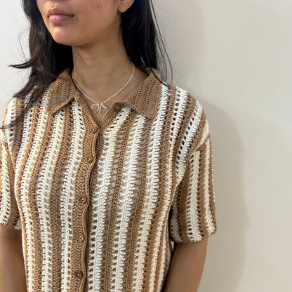 Earth Stripe Crochet Shirt