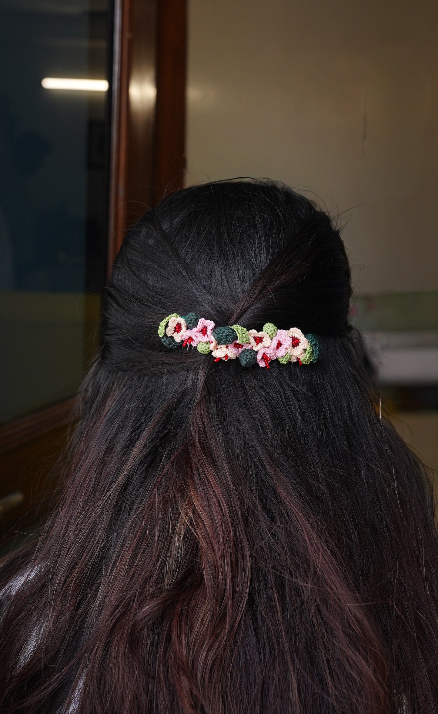 Pink & Peach Daisies Hair Comb