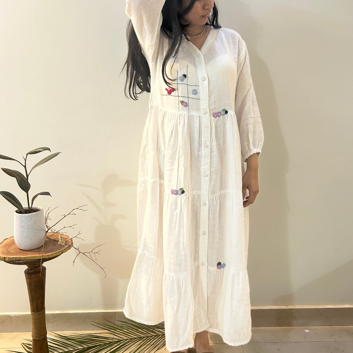 White Flora Cotton Dress