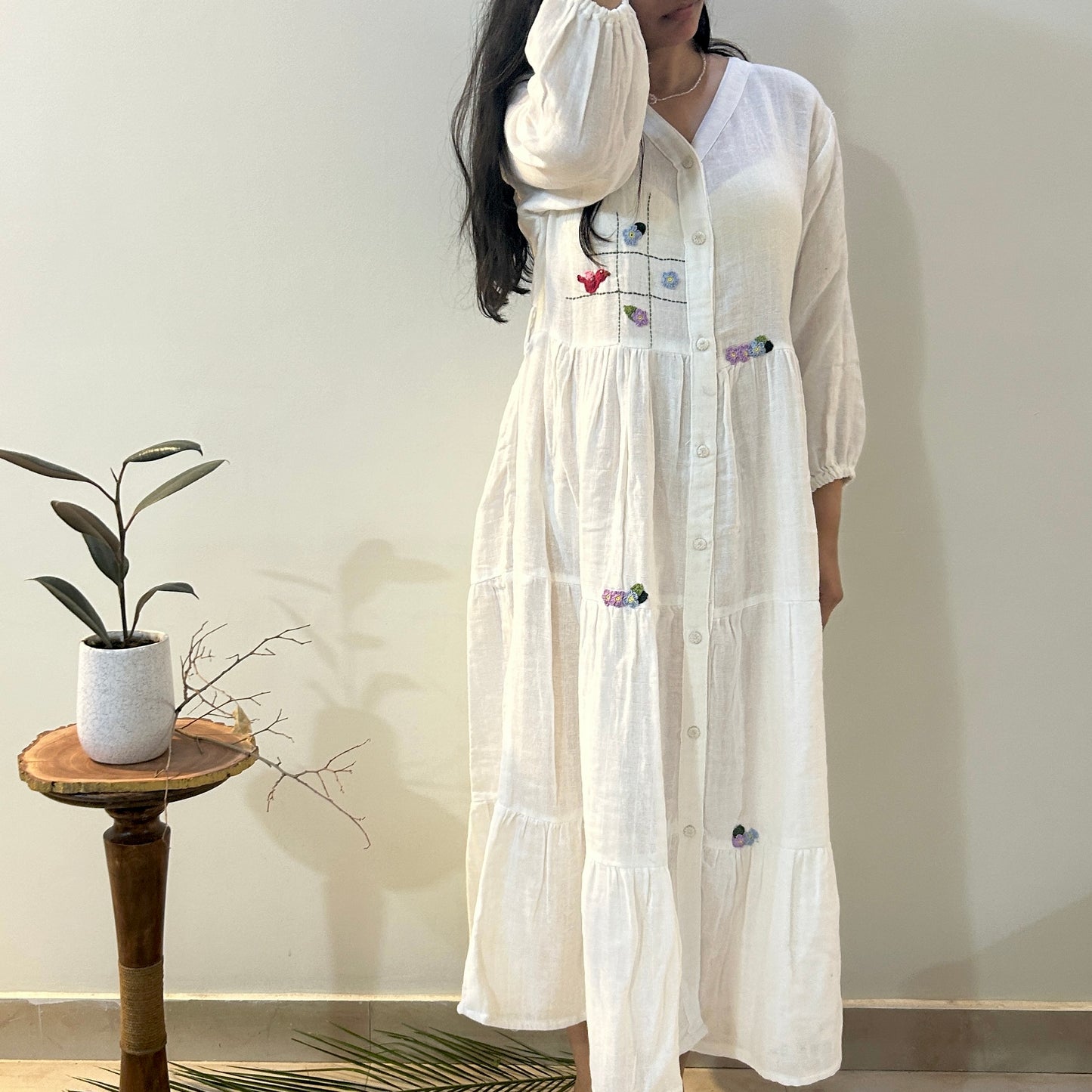 White Flora Cotton Dress