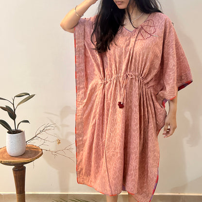 Hibiscus Pink Cotton Kaftan