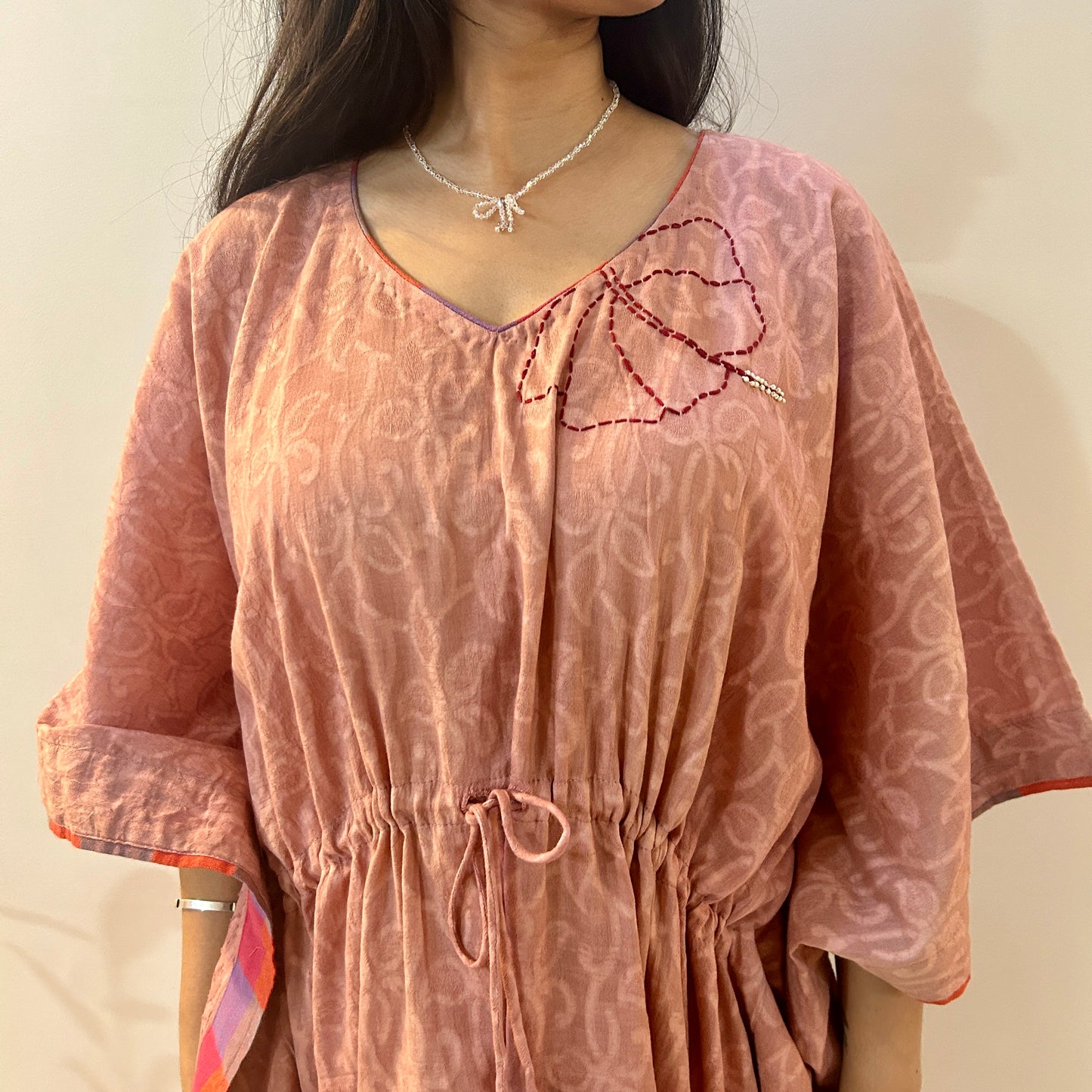 Hibiscus Pink Cotton Kaftan