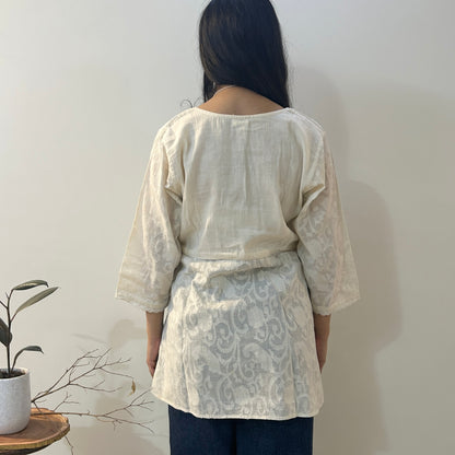 Cotton Jacquard Blossom Top