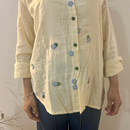 Ecru Bloom Cotton Shirt