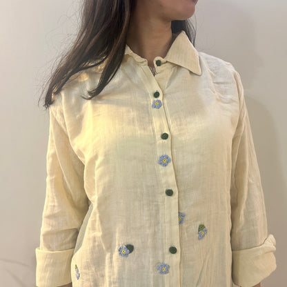 Ecru Bloom Cotton Shirt