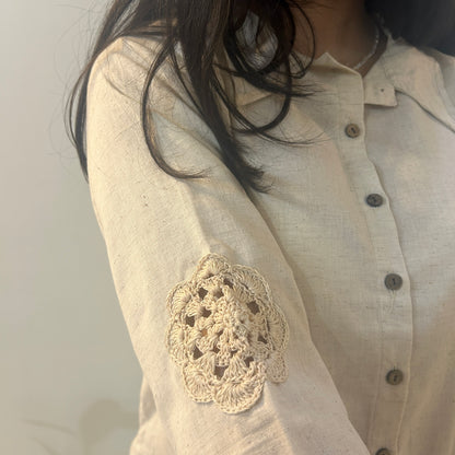 Ecru Crochet Patches Shirt