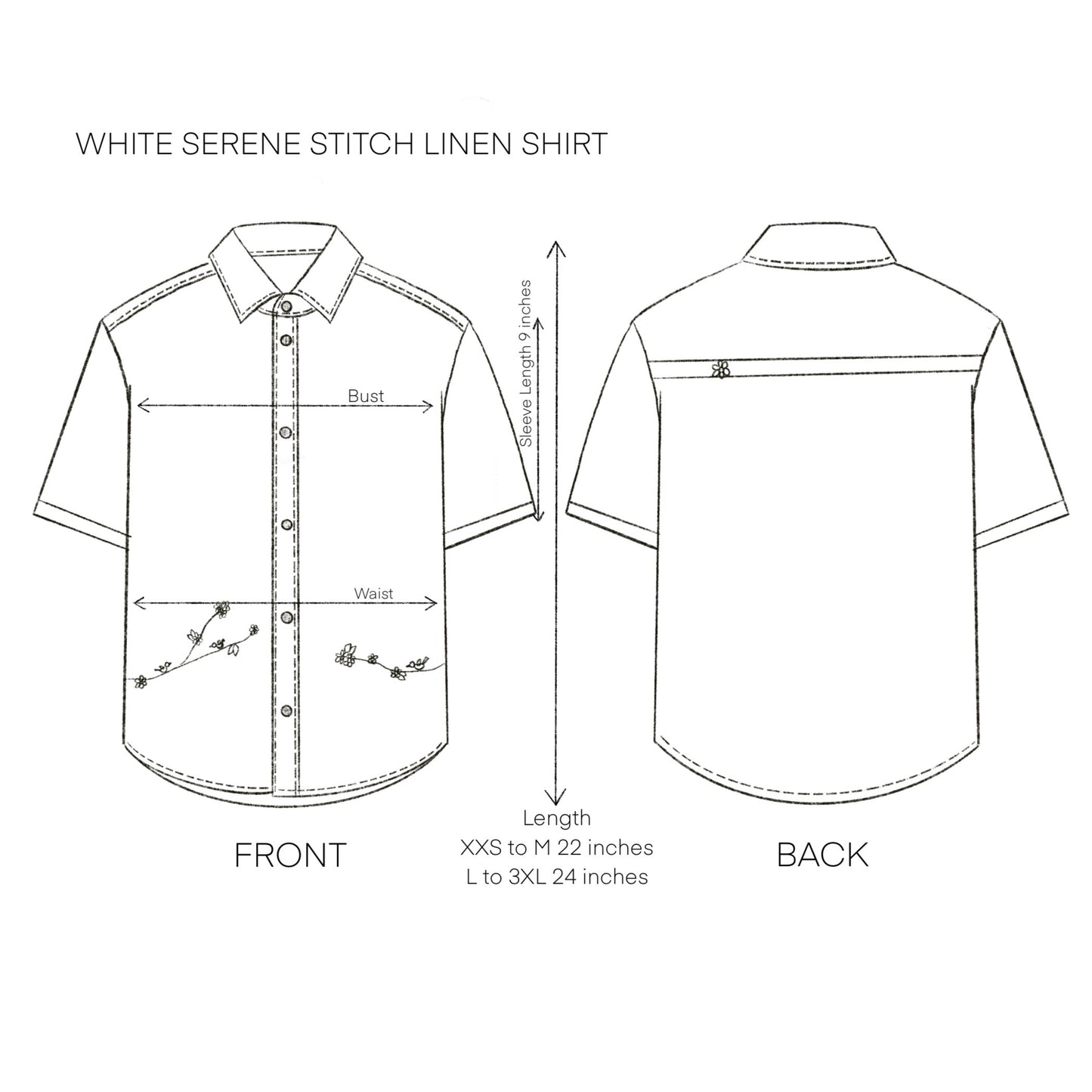 White Serene Stich Linen Shirt
