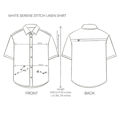 White Serene Stich Linen Shirt