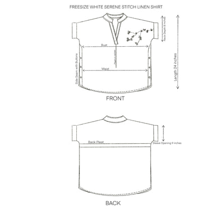 Freesize White Serene Stich Linen Set