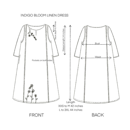 Indigo Bloom Linen Dress
