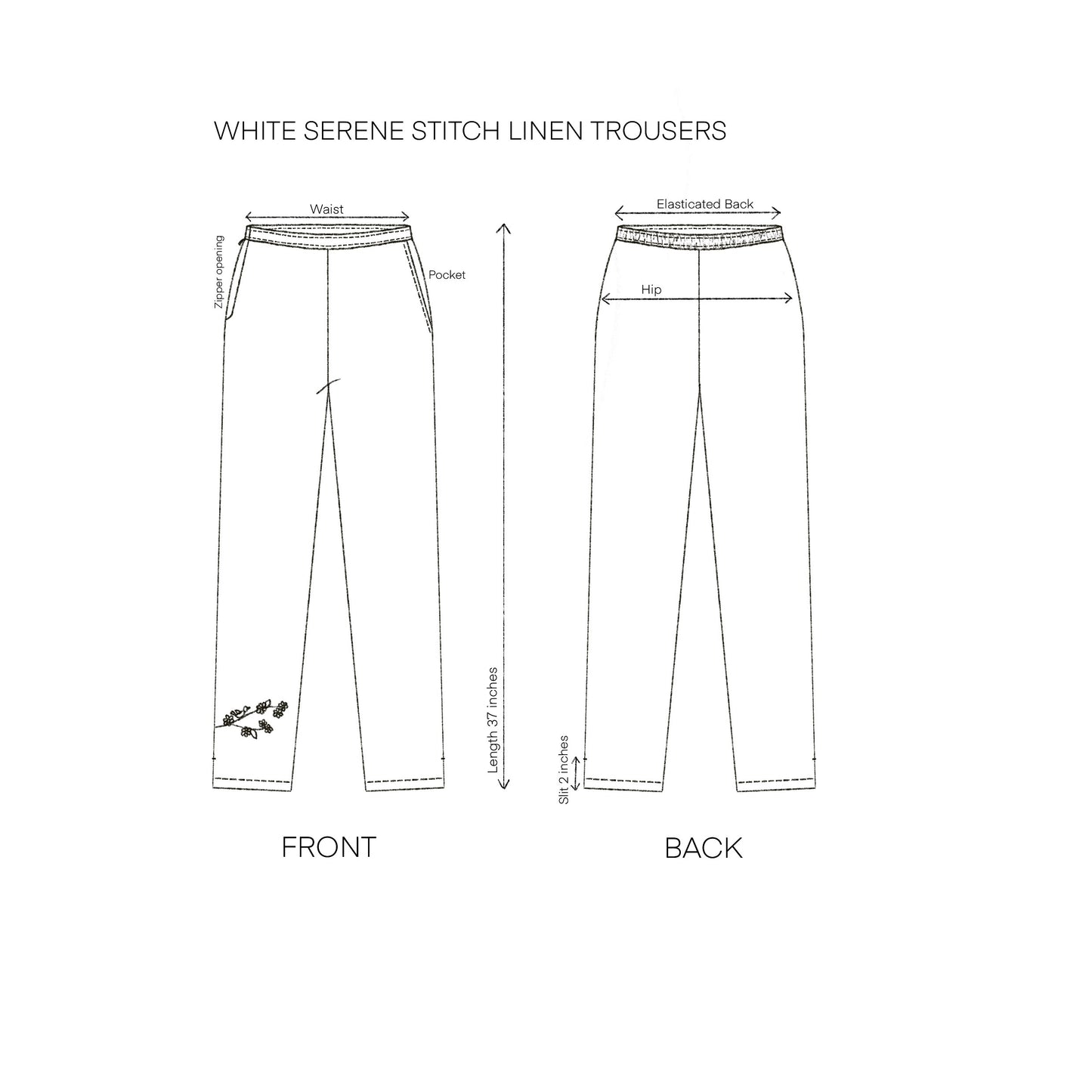 Freesize White Serene Stich Linen Set