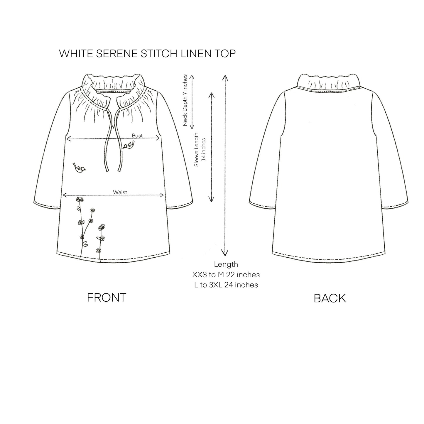 White Serene Stich Linen Top