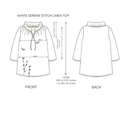 White Serene Stich Linen Top