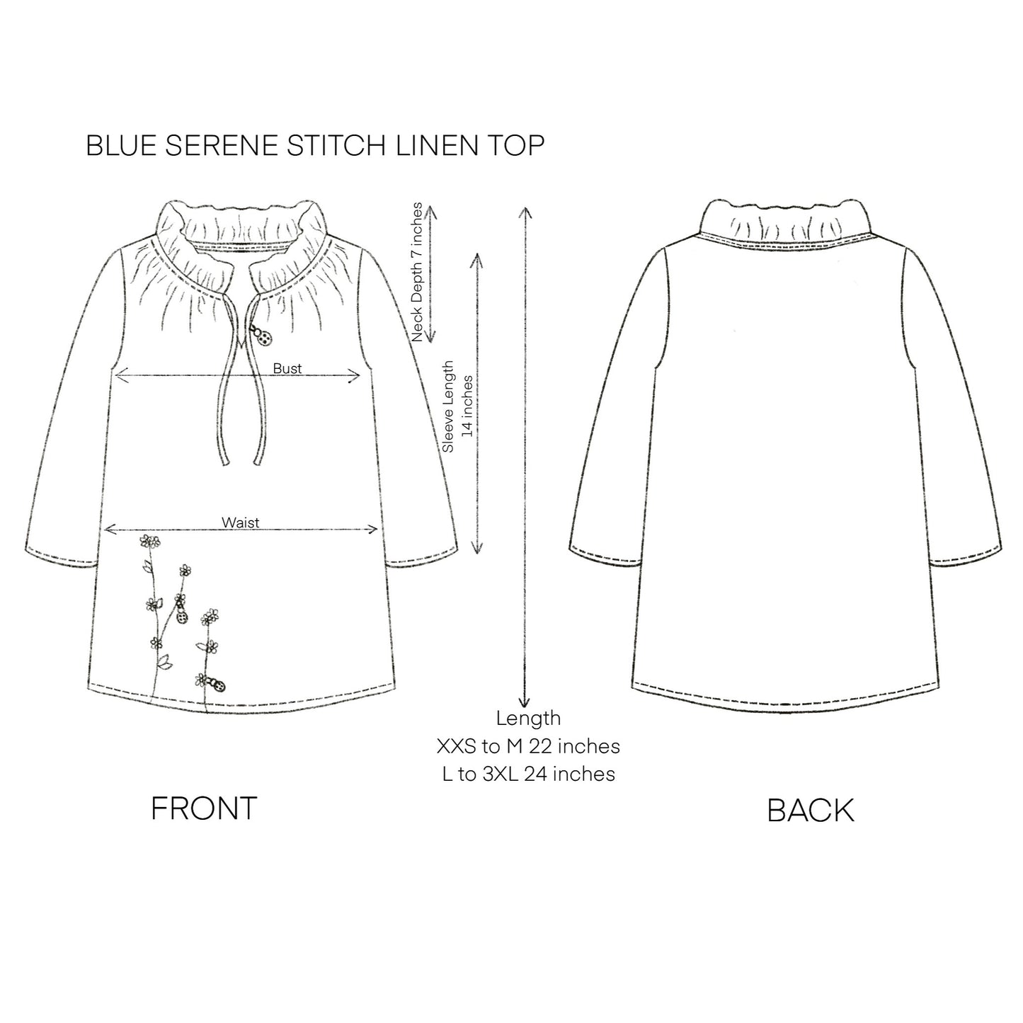 Indigo Serene Stich Linen Top & Trouser Set