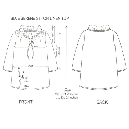 Indigo Serene Stich Linen Top & Trouser Set