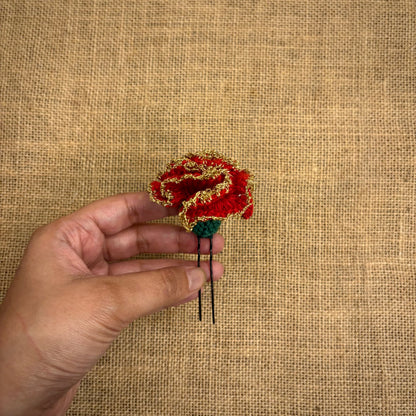Rouge Carnation Hairpin