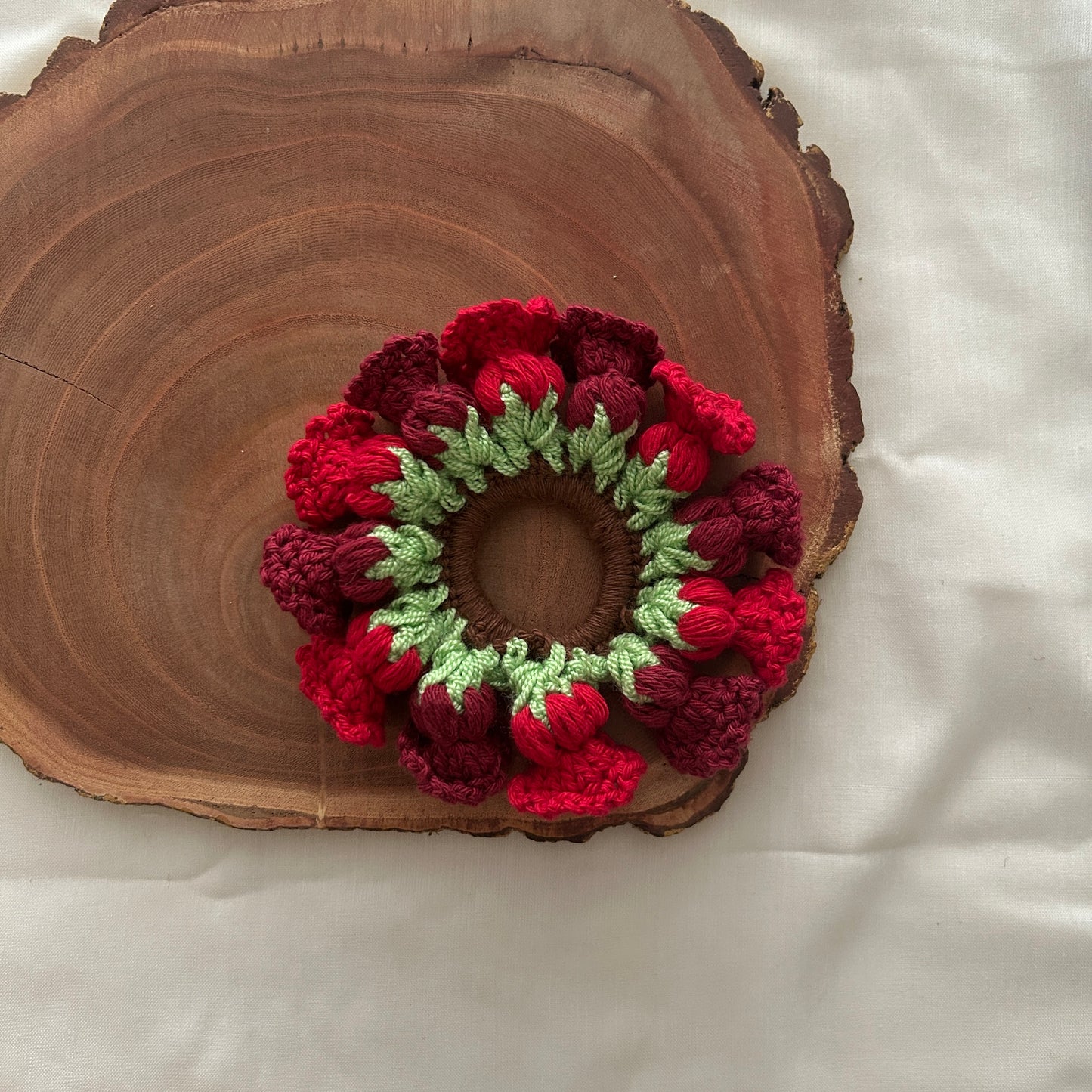 Red and Maroon Tulips Scrunchie