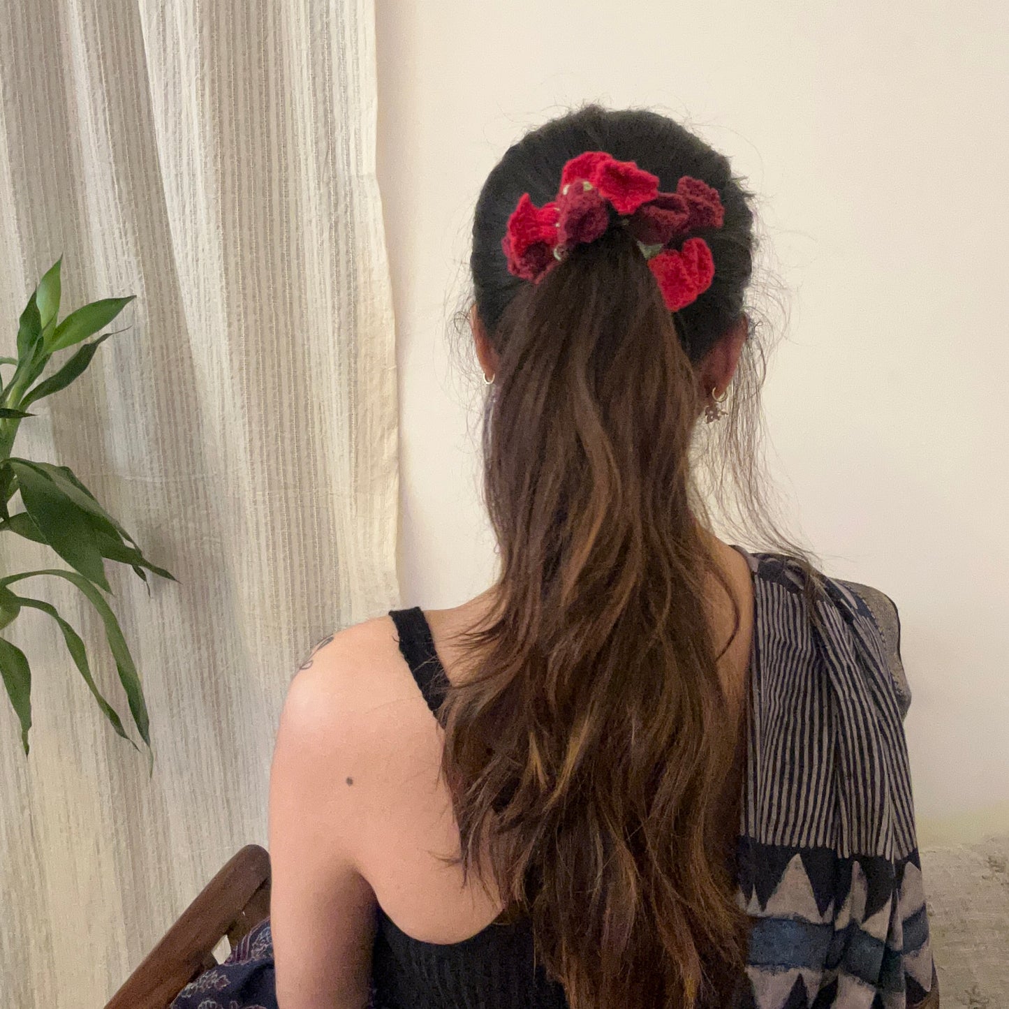 Red and Maroon Tulips Scrunchie